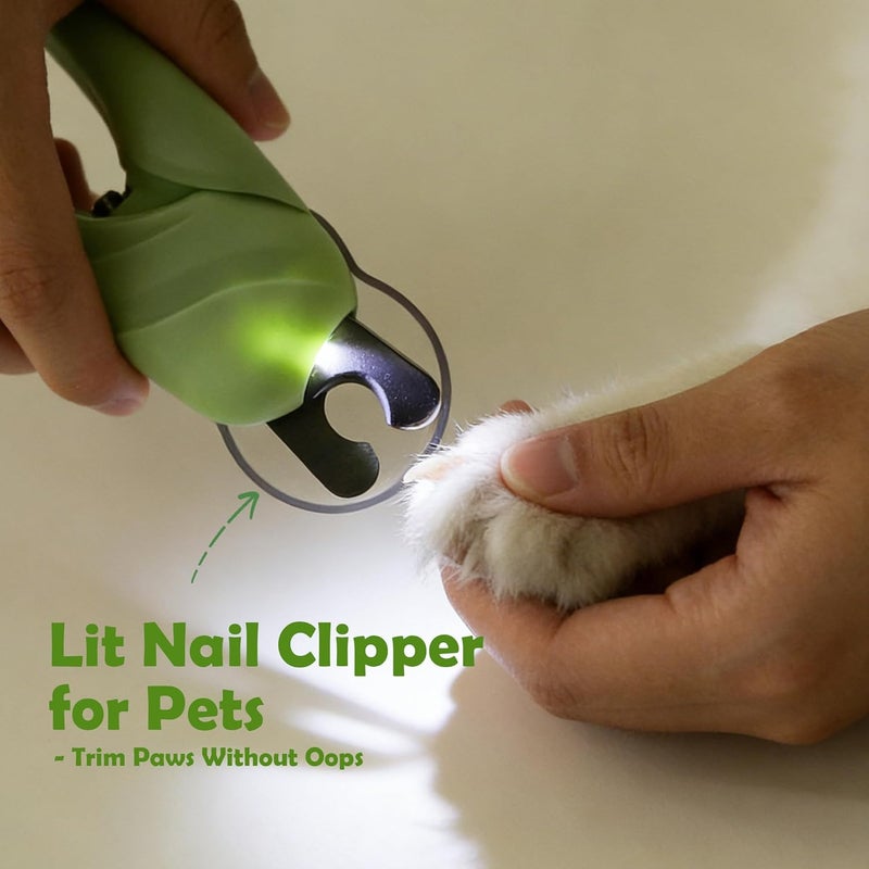 Foomegik Self Cleaning Cat Brush for Shedding, Nail Clipper with LED Light and Nail File, Slicker Brushes and Nail Trimmer for Long Haired Cats (Not Included LR44 Button Cells), Grooming Kit, Cat Lover Gifts - Image 2